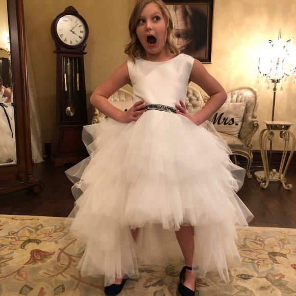 high low tulle flower girl dress